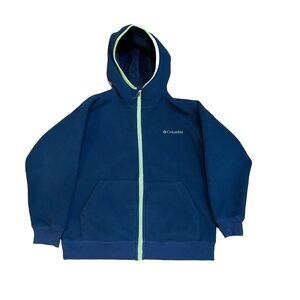 Columbia Boys Deep Sherpa Full Zip Fleece Hoodie Sweatshirt Size 6/7 Blue Warm